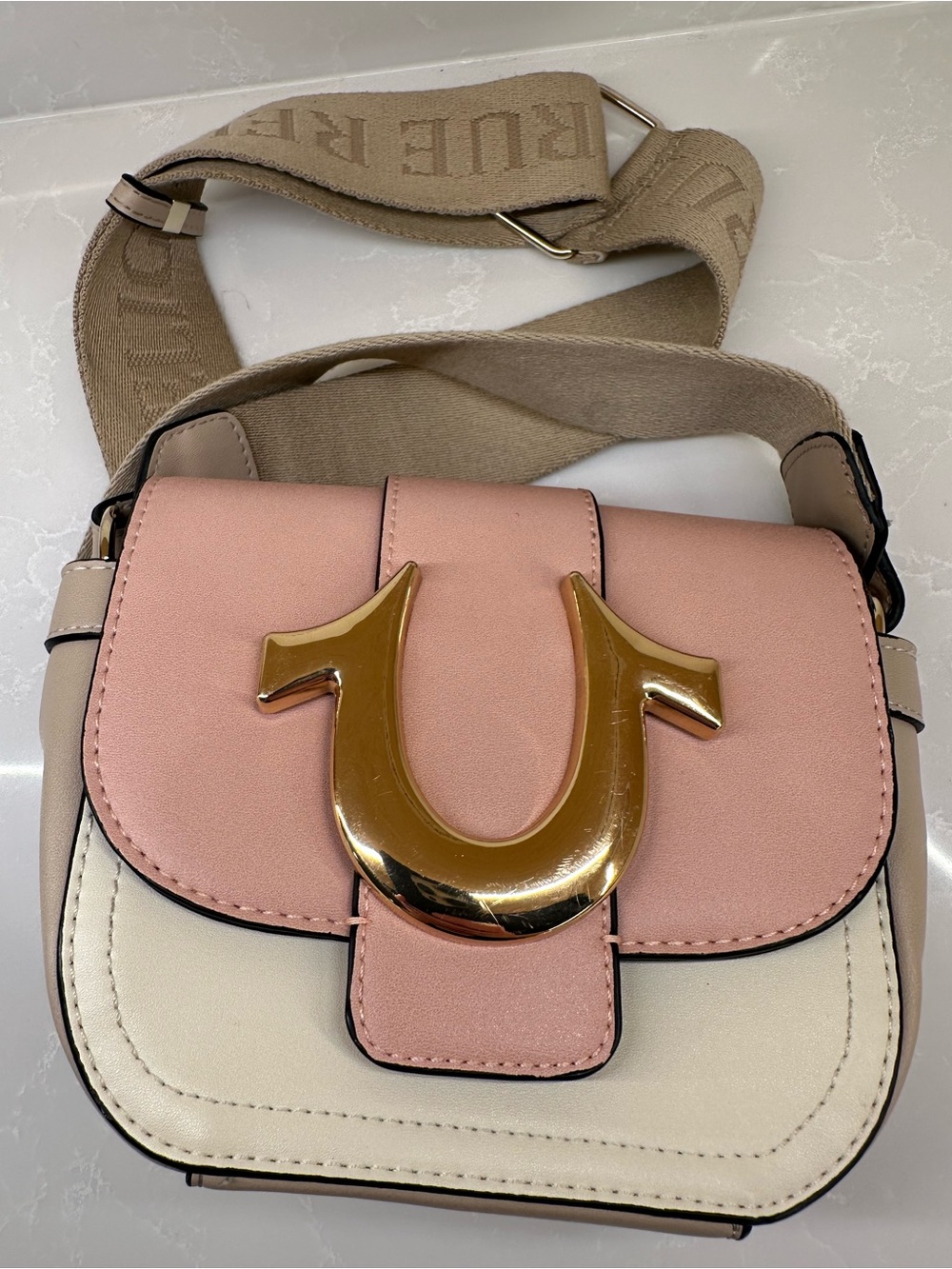 True Religion Color Block Mini Flap Crossbody Bag.